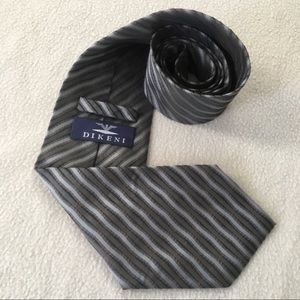 Dikeni Men’s Striped Tie Grey and Brown Extra Long